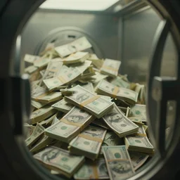 a film still of cash money piling up in a vault, shallow depth of field, cinematic, award winning cgi, vfx, film still cfg _ scale : 1 5. 0
