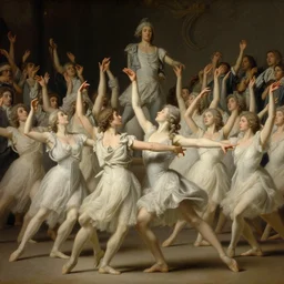 polovstian dances and chorus, stoic, light dust, magnificent, hyperdetailed, theatrical, close up, masterpiece, painted by jean honore fragonard and greg rutkowski