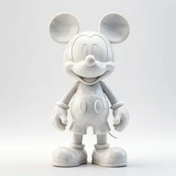 stylized shiny latex ornate statue full body made of marble of disney character mickey mouse, perfect symmetrical body, perfect symmetrical face, hyper realistic, hyper detailed, by johannen voss, by michelangelo, octane render, blender, 8 k, displayed in pure white studio room