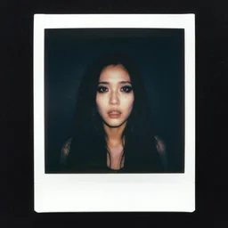 portrait of girl. photo, surreal, harsh lighting. polaroid type 6 0 0. fear. evil. supernatural. horror.