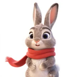 promotional art, very very very cute disney pixar bunny character wearing a scarf, white background, iconic film character, detailed fur, concept artwork, 3 d render official art, promotional art, by ilya kuvshinov katsuhiro villeneuve, jeremy lipkin and michael garmash and rob rey, disney pixar zootopia