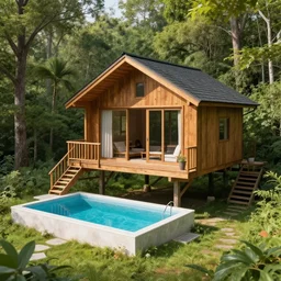 treehouse with pool in forest