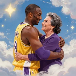 Kobe Bryant and Ruth Bader Ginsberg hugging in Heaven digital art