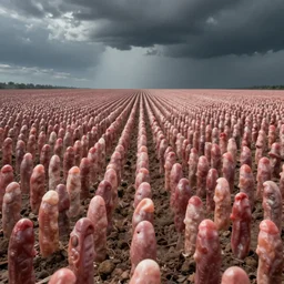 endless field of penises going beyond the horizon, atmospheric, aspect ratio 2. 3 5, cinematic style, surrealistic, sharp focus, smooth