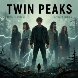 Twin Peaks movie poster artwork by Michael Whelan and Tomer Hanuka, Rendering the spirits travel via electricity, from a scene from Twin Peaks, clean, full of detail, Matte painting, trending on artstation and unreal engine