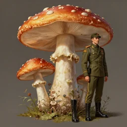 man mushroom, military outfit, elegant intricate digital painting artstation concept art by mark brooks and brad kunkle detailed