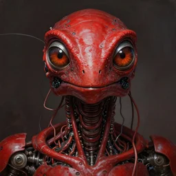 close up sci - fi bioshock big daddy simon stalenhag reptile robot eyes fused into massive wires, ruby skin, elegant, highly detailed, centered, digital painting, concept art, smooth, sharp focus, illustration, artgerm, tomasz alen kopera, peter mohrbacher, donato giancola, joseph christian leyendecker, wlop, frank frazetta