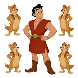 1940s disney character reference sheet of a man in Biblical in clothing