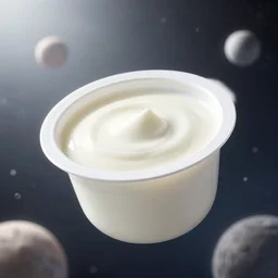 award winning photo of yogurt floating on space ultra realistc 4k