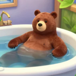 a bear in jacuzzi, the sims 4 oil panting
