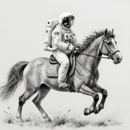 an astronaut riding a horse as a pencil drawing
