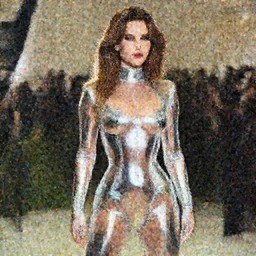 sexy young deanna troi wearing very tight translucent metallic mirror chrome latex crazy outfit met gala photoshoot
