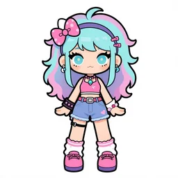 a kawaii pastel goth raver hippie girl with wild hair, in the style of archie comics (1963), full body character concept art, one person, artstation, HQ scan, toon shading, cel shading,