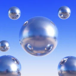 pre - 2 0 0 0 s era cg render of a 3 d world with chrome orbs and blue sky. vaporwave