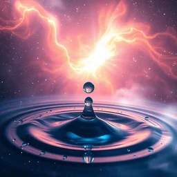 water drop, cosmos, digital art, fantasy art, volumetric shadows, very high detail, unreal engine, cinematic lightning, high quality