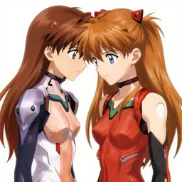 asuka langley soryu looking down at the boy shinji ikari with a face of anger!!!, german outfit, evangelion scene of shinji being embarrassed, anime scene, condescending, anime, digital art