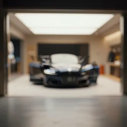 luxury garage, indoor. len blur background bokeh. art by artgerm and filip hodas.