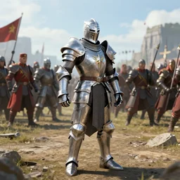 ragnarok online knight, leading an army of soviet union to the final victorious fight, octane render, realistic, 4 k, horizon forbidden west horizon zero dawn radiating a glowing aura global illumination ray tracing hdr fanart arstation by ian pesty and alena aenami