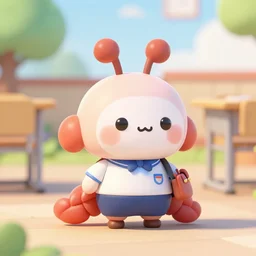 cute isopod going to school, octane render, cute, sanrio