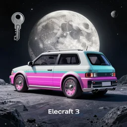a cinematic keyframe matte painting of a sleek 1 9 7 0 s vaporwave oversized elecraft k 3 in the moonlight. moon with heart shaped craters. by eric lafforgue, glennray tutor and edward hopper, greg rutkowski. trending on artstation.