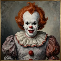 michal karcz surrealism painting of pennywise. , horror theme, detailed, elegant, intricate, 4k, Renaissance painting