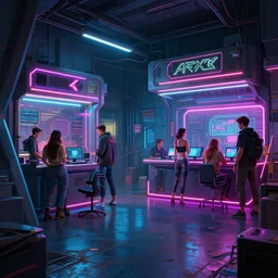 photo environement cyberpunk shop : 4, 4 k rtx hdr volume light concept studio matte painting environement digital illustration style cyberpunk 2 0 7 7 artstation artur tarnowski, mihai muscan, marcin tomalak, marta leydy, marcin stepien, charlotte hughes, zuzanna dabrowa neon bioluminiscence
