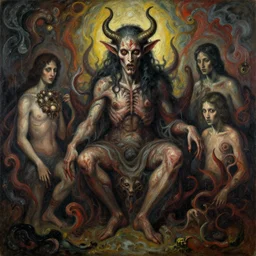 [ organic and flowing ], baroque painting, spiritual horror lsd art in vibrant muted colors, disturbing grunge still of [ a solomonic demon infested ] [ john travolta ], by arthur adams, by tom bagshaw, by henry asencio, by kikuchi hideyuki