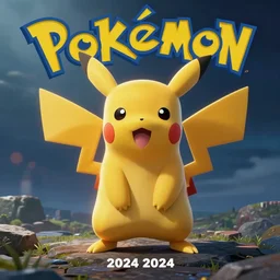 pokemon poster, Pixar style, digital art, render