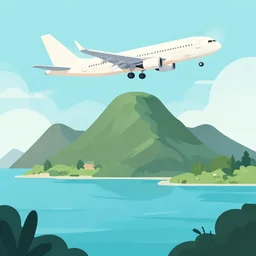 airplane mountain water by dongkyu lim illustration vector digital art trending on artstation