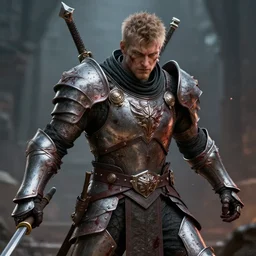 human, armour, fight, blood, hyper realistic, very detailed, realistic lighting, fantasy, 4 k, in the style of anry