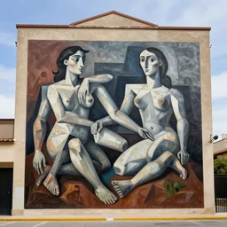 guernica by picasso, hyper realistic, 4 k, artstation, mural