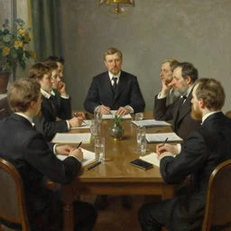 high quality high detail painting by ilya repin, business meeting, hd