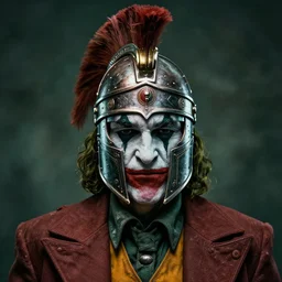 professional portrait of the 2 0 1 9 joker wearing an ancient gallic helmet, 8 k, very detailed, very intricate,