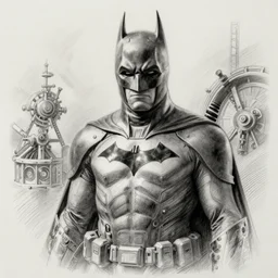 Batman, steampunk, sketch, pencil
