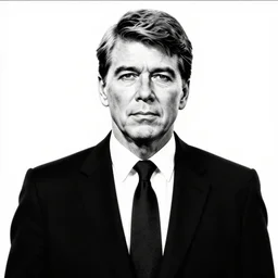 ronald reagan in a junji ito manga, horror, scary, black and white