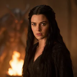 epic photo of jessica biel as beautiful white wizard in lord of the rings with long straight black hair fighting the balrog in the mines of moria, sweaty, detailed eyes, neutral expression, shallow depth of field, photorealistic, cinematic lighting, lovely bokeh, warm colours, dark moody light, strong rim light, movie quality, fire, lord of the rings 1 9 8 5, movie still