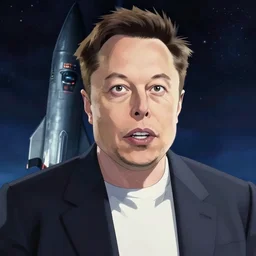 screenshot from the movie Elon musk and his starship by Makoto Shinkai