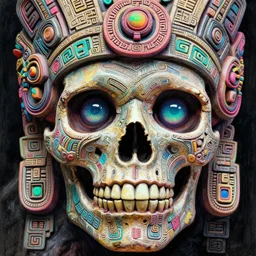 beautiful intricate exquisite mayan skull realistic face, beautiful eyes, neon colors, drawing, in the style of greg rutkowski, fantasy, amazing detail, epic, intricate, elegant, smooth, sharp focus