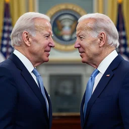 president joe biden face to face with president joe biden, nikon 3 5 mm, photograph