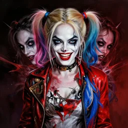 symmetry!! gantz portrait of megan fox as harley quinn, unholy, intricate, highly detailed, dynamic lighting, digital art, digital painting, artstation, terence nielsen, sharp focus, illustration, art by artgerm and greg rutkowski and moebius, 8 k