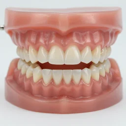 a set of false teeth, hyper realistic, photography, 3 5 mm