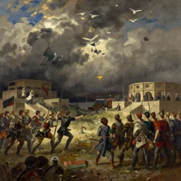 battle of ankara, by igor vasnetsov and jakub rozalsky