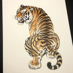 elaborate irezumi tattoo of a tiger, tattoo sketch, realistic and coherent
