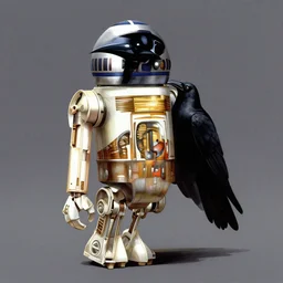 still of a droid that resembles a raven in a new hope. art by keith parkinson