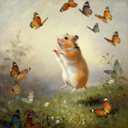 a hamster being lifted up into the air by many different butterflies, Ivan Aivazovsky, Christopher Balaskas