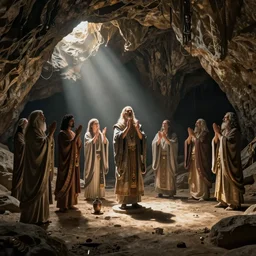ancient chanting in a cave, beksinski, ruan jia, wayne barlowe, warhammer art, weta workshop the hobbit art, lord of the ring art