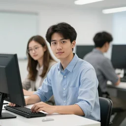 the portrait of a male and a female computer science student ， illustration by kim jung gi, intricate linework, super detailed faces, super sharp focus, bright colors, octopath traveler, final fantasy, unreal engine 5 highly rendered, global illumination, radiant light