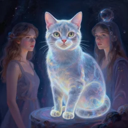 epic digital paint art of translucent schrodinger's cat by nicole colson and angela deane, stunning, wow, mysterious, gorgeous, epic, quantum superposition, artstation, cgsociety