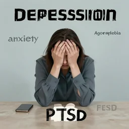 depression, anxiety, agoraphobia, ptsd.