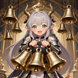 cute necromancer, beauty, joyful, tales of erin, onmyoji, atelier ayesha. detailed bells. armor, intricate environment, digital illustration by wlop, ross tran, ilya kuvshinov, krenz cushart, victo ngai. bright, high contrast. crisp, highly detailed, metallic. sharp edges, global illumination